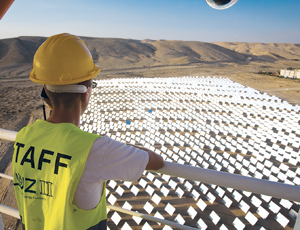 Flat mirrors mean lower cost for BrightSource’s solar plant, piloted in Israel’s Negev Desert.