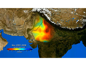 After six years of monitoring northwestern India, the GRACE satellite mission revealed a 109 cu-km loss of groundwater supplies.