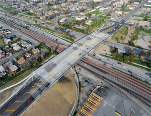 Stimulus funding is helping support an $800-million Interstate widening project through downton San Bernardino.