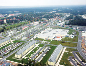 Grafenwöhr buildout includes Europe’s biggest PX, 12 barracks, a hotel, maintenance facilities, tank wash rack and housing for 16,500 soldiers and families.