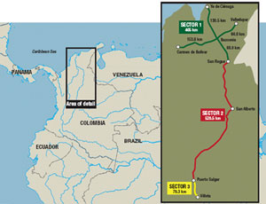 The 1,000-km tollroad will link Bogota to the Atlantic Coast.