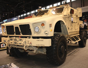Oshkosh’s M-ATV at the U.S. Army’s recruiting stand. The mine-resistant vehicle is set to replace the Humvee.