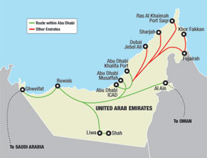 Rail network will connect the emirates, and ultimately link up with lines being built in neighboring countries.
