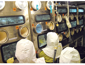 Glove boxes used to handle nuclear materials are among contents of buildings to come down.
