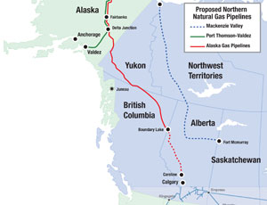 Northern Natural Gas Pipeline Route Map, Mackenzie Valley, Alaska Natural Gas Pipeline