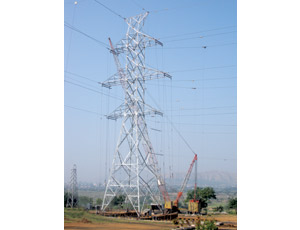 A new high-voltage transmission tower is tested at a facility in India. Force is applied via dozens of cables at various angles to see if the tower will hold up in extreme conditions.